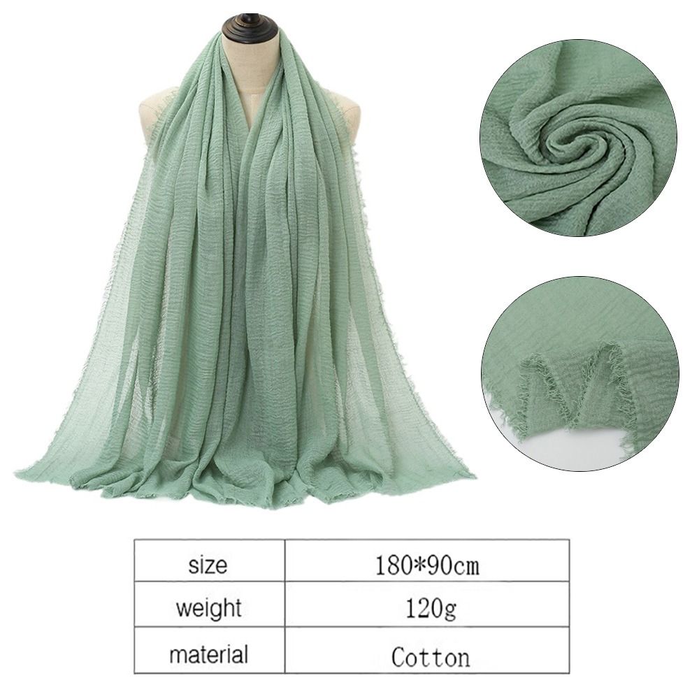 Femmes foulards voile 10 couleurs plissé plaine Hijab coton lin rides froissé Hijab écharpe ondulation Hijab