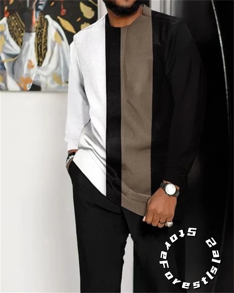 Ensemble de Vêtements Africains pour Homme, Streetwear Décontracté à Manches sulf, Tenue de Marche, 2 Pièces