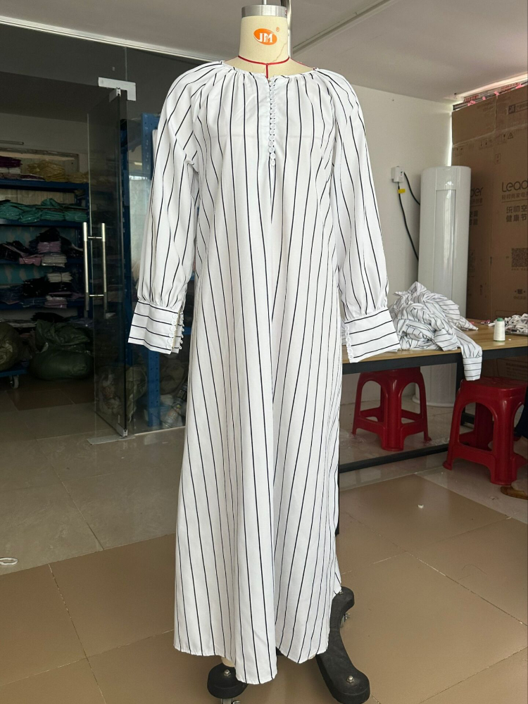 Robe longue à rayures en lin pour femmes, 2024 coton, col rond, manches longues, simple, adt, pull vintage, robe élégante pour femmes