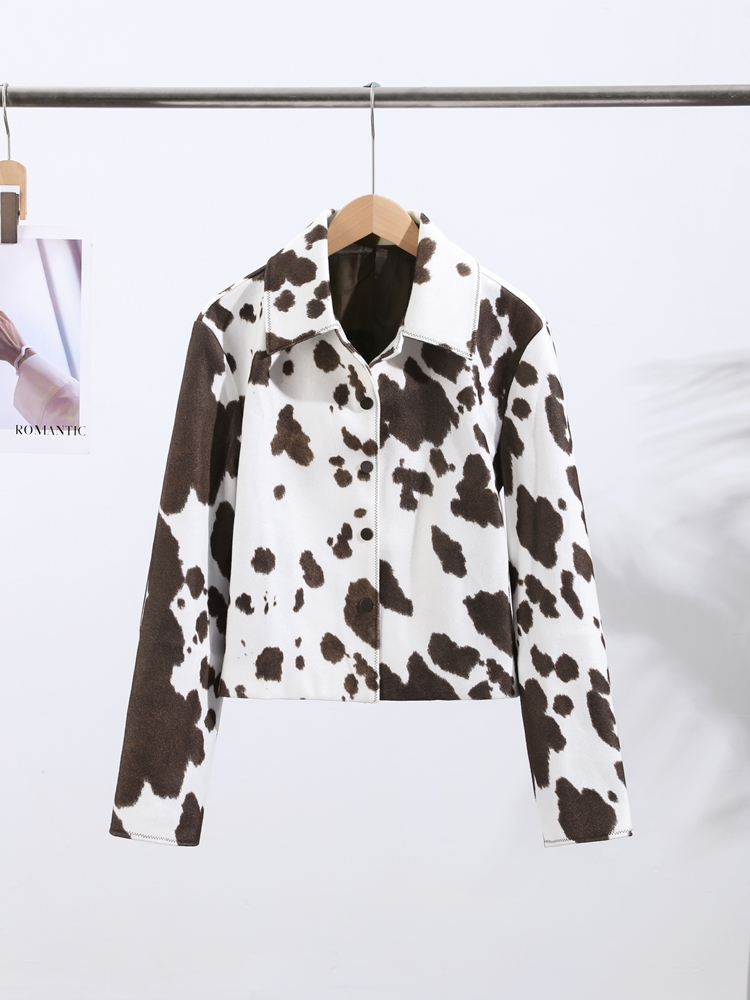 Nouvelle Veste Courte Femme Léopard Automne Hiver 2025 – Élégante, à Revers, Fermeture Éclair, Manches Longues Évasées – Style Urbain Tendance pour Femme