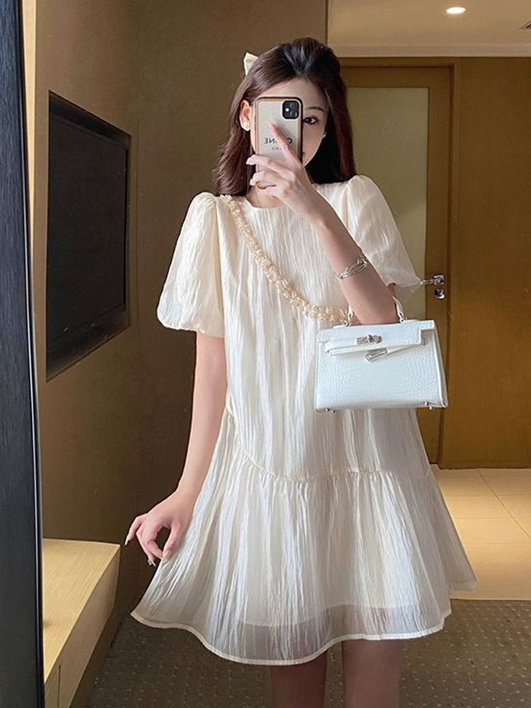 Nouvelle Robe en Chiffon Tendance pour Femme, Col Rond, Manches Courtes, Mini-Robe Sexy, Décontractée d'Été, Style Japonais Mignon et Élégant, Douce, Vestidos