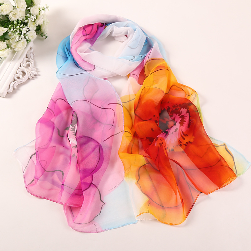 Foulard en Mousseline de Soie pour Femme, Hijab Fin, Élégant, Dégradé, ManMozambique Sahua, Georgette, Bandana, Été, Voyage, Crème Solaire