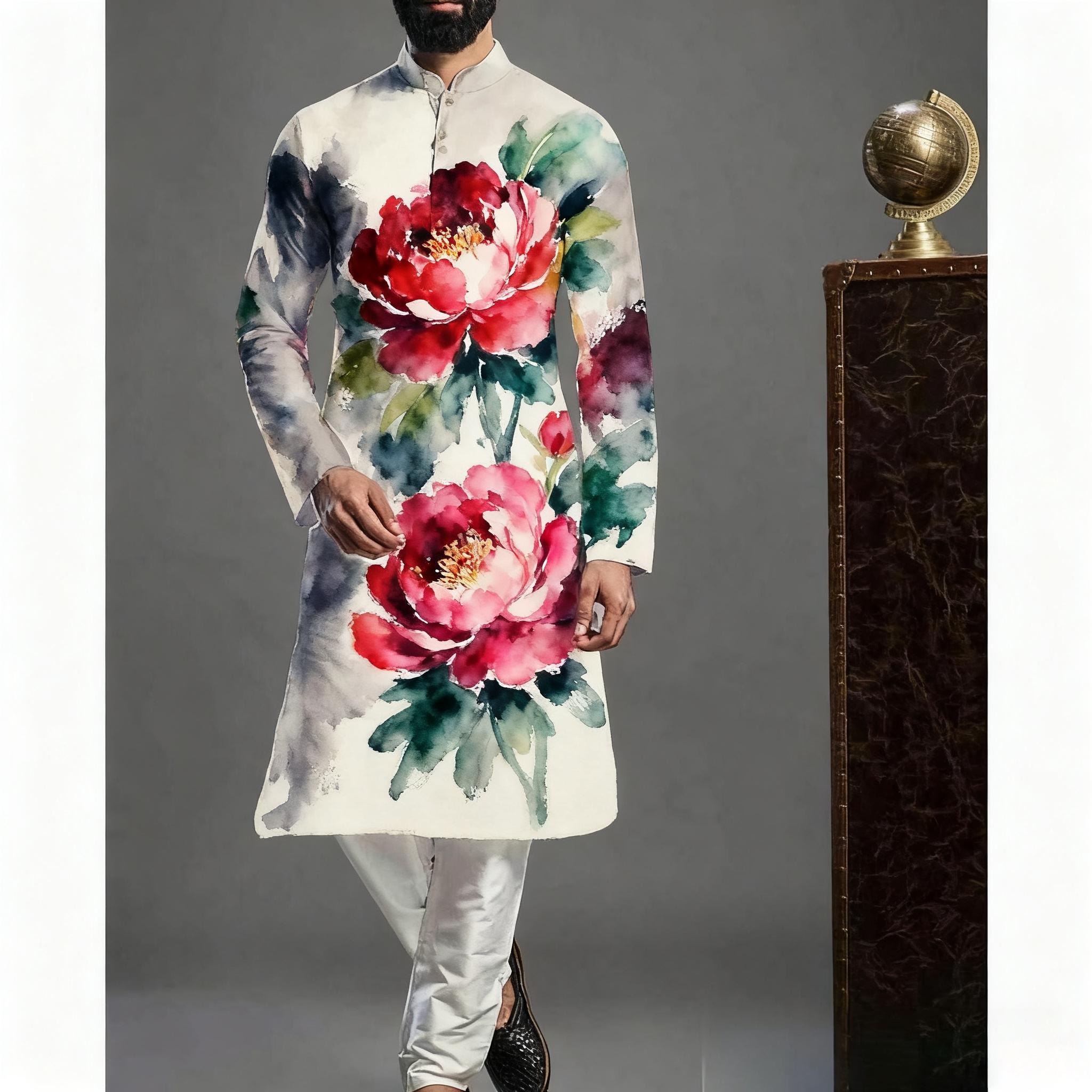 Chemises musulmanes pour hommes, col en Patchwork, manches longues, Vintage, vêtements islamiques, arabes, décontractés, 2026 ﻿