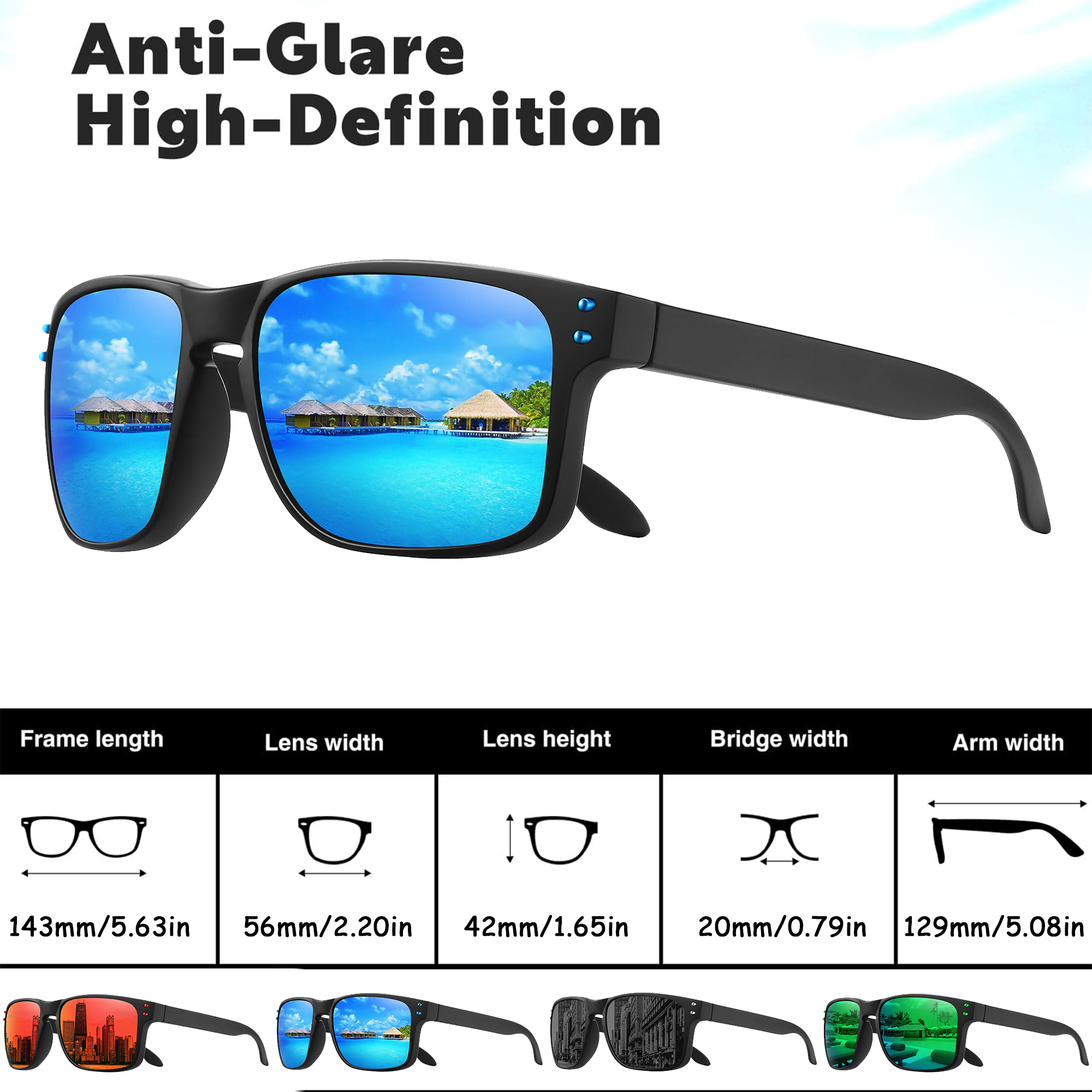 Lunettes de soleil polarisées pour hommes et femmes, lunettes de sport, de conduite, de pêche, Protection UV400