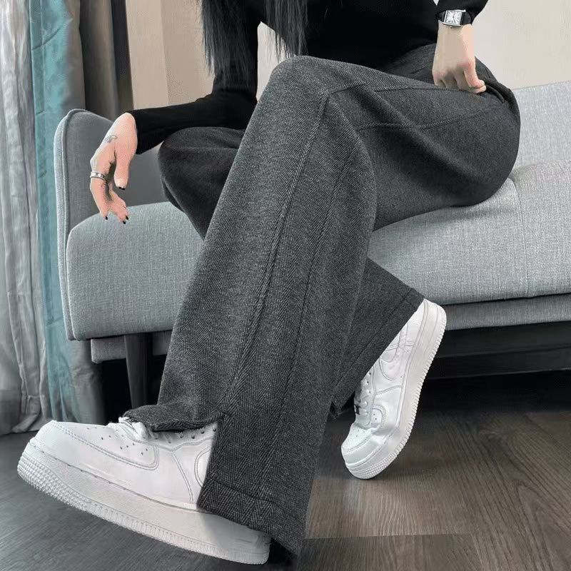 Pantalon à jambes larges taille haute coupe droite vente de trajet mode coréenne pantalon décontracté pour les femmes automne hiver