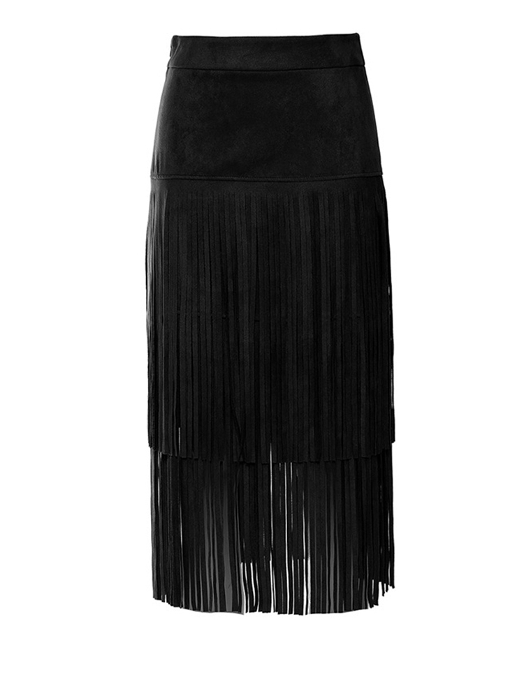 [EAM] Jupe longue asymétrique élégante à taille haute kaki avec pompons pour femme, nouvelle collection Printemps-Automne 2026 1DE8926