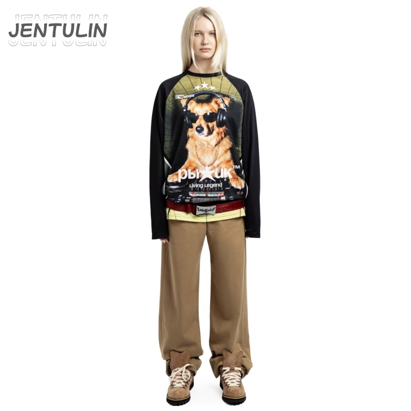 T-shirt Y2K vintage esthétique jersey imprimé graphique moto Redhead streetwear homme femme gothique ample à manches longues pull-over