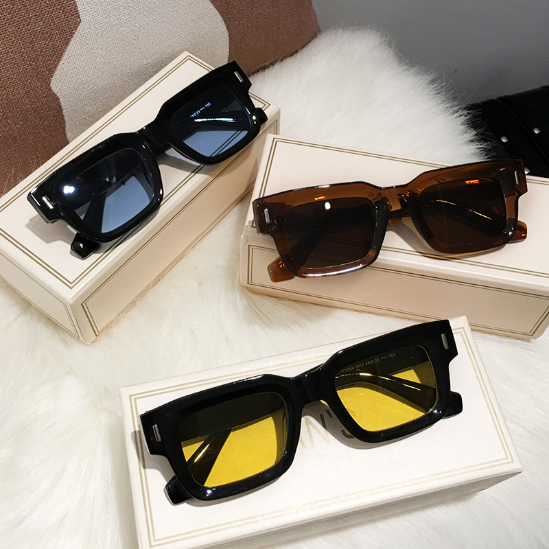 Marque Designer carré lunettes De soleil femmes hommes océan couleur nuances lunettes De soleil femme mode Rectangle Rivet Oculos De Sol