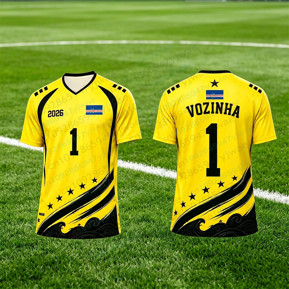 Maillot de football Vozinha No.1 Capo-Vert 2026 – Haut de sport ample, respirant et à séchage rapide pour hommes et femmes