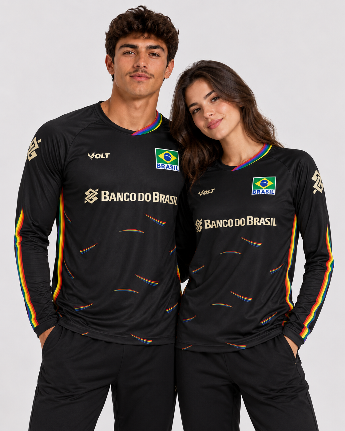 Maillot de volley-ball à manches longues 2026 CBV Contra O Preconceito, pour hommes et femmes, séchage rapide, imprimé arc-en-ciel, t-shirt d'entraînement sportif