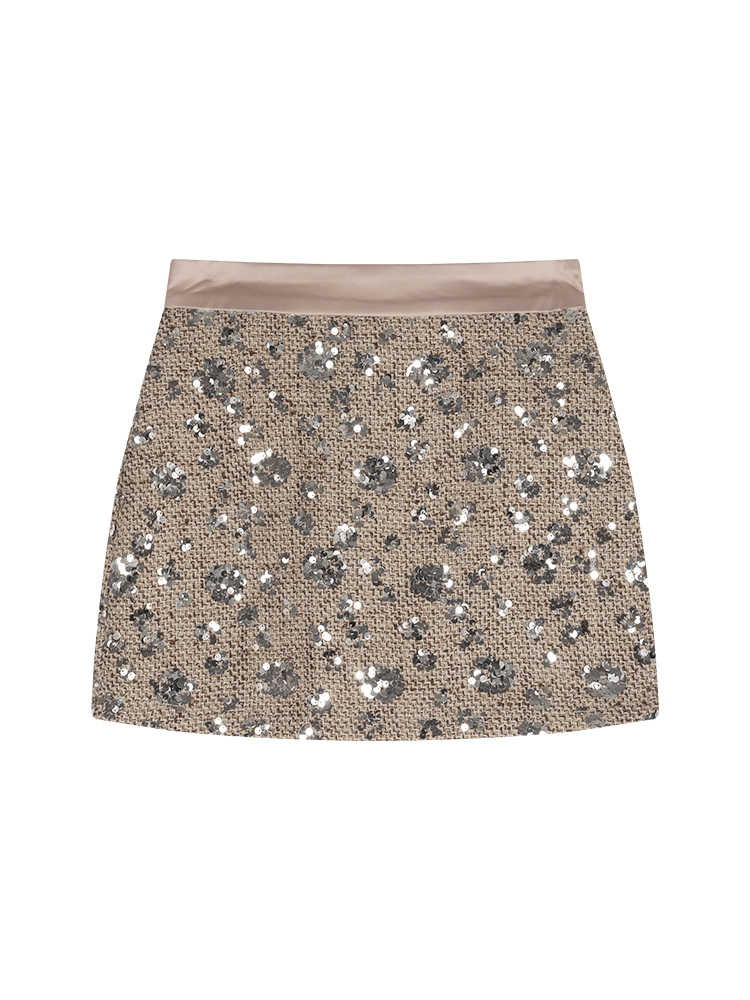Jupe midi à paillettes pour femmes au printemps, jupe trapèze taille haute, design haut de gamme, niche, tempérament, jupe courte moulante aux hanches