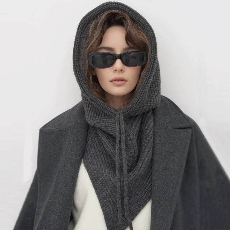 Cagoule Simple pour femmes, écharpe tricotée à capuche, casquette chaude d'extérieur, une pièce, col de cou, chapeaux pour filles, nouvelle collection hiver