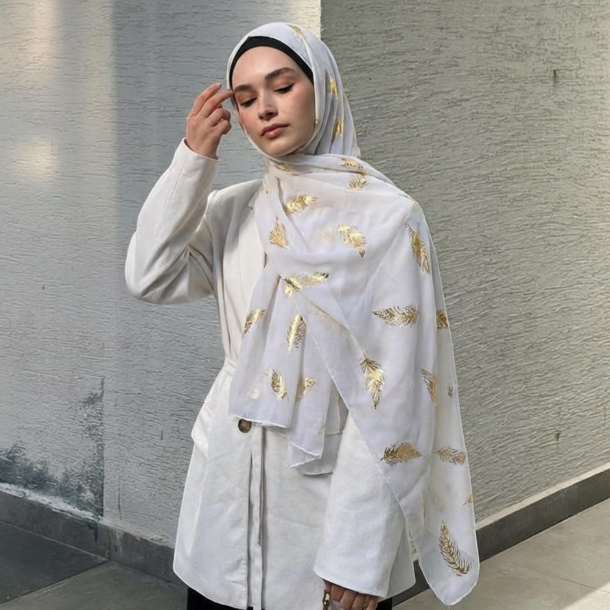 Écharpe à Paillettes Dorées pour Femme Musulmane, Châle en Coton, Viscose, Hijab Scintillant, Mouchoir Inégal, Hiver