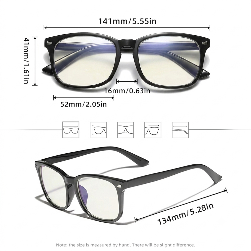 Lunettes carrées classiques anti-lumière bleue pour hommes et femmes, monture noire et transparente, lunettes d'ordinateur unisexes, anti-fatigue oculaire