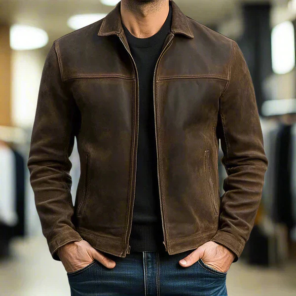 Veste courte vintage marron pour homme, printemps automne, style aviateur, mode jeune, coupe ample, fermeture éclair, couleur unie