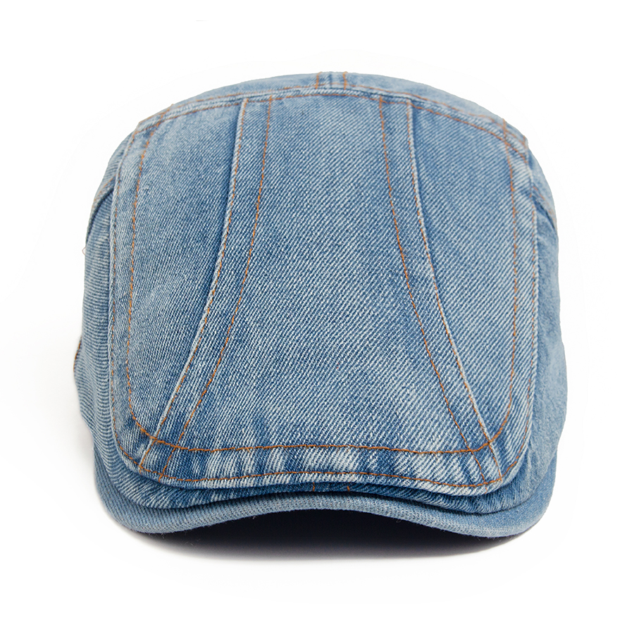 Béret femme mode Denim Vintage casquette gavroche pour hommes été solide lavé casquettes plates décontracté femme visière chapeau unisexe réglable