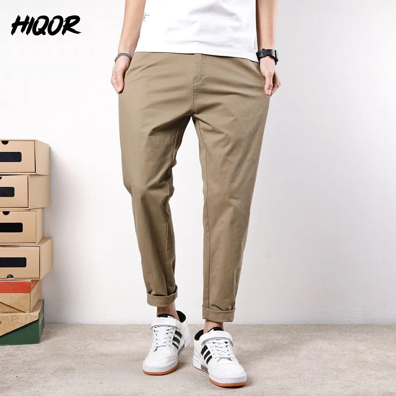HIQOR printemps été hommes pantalons ample confortable décontracté tout-match élastique pantalon homme coton pantalon mode Streetwear coréen pantalon
