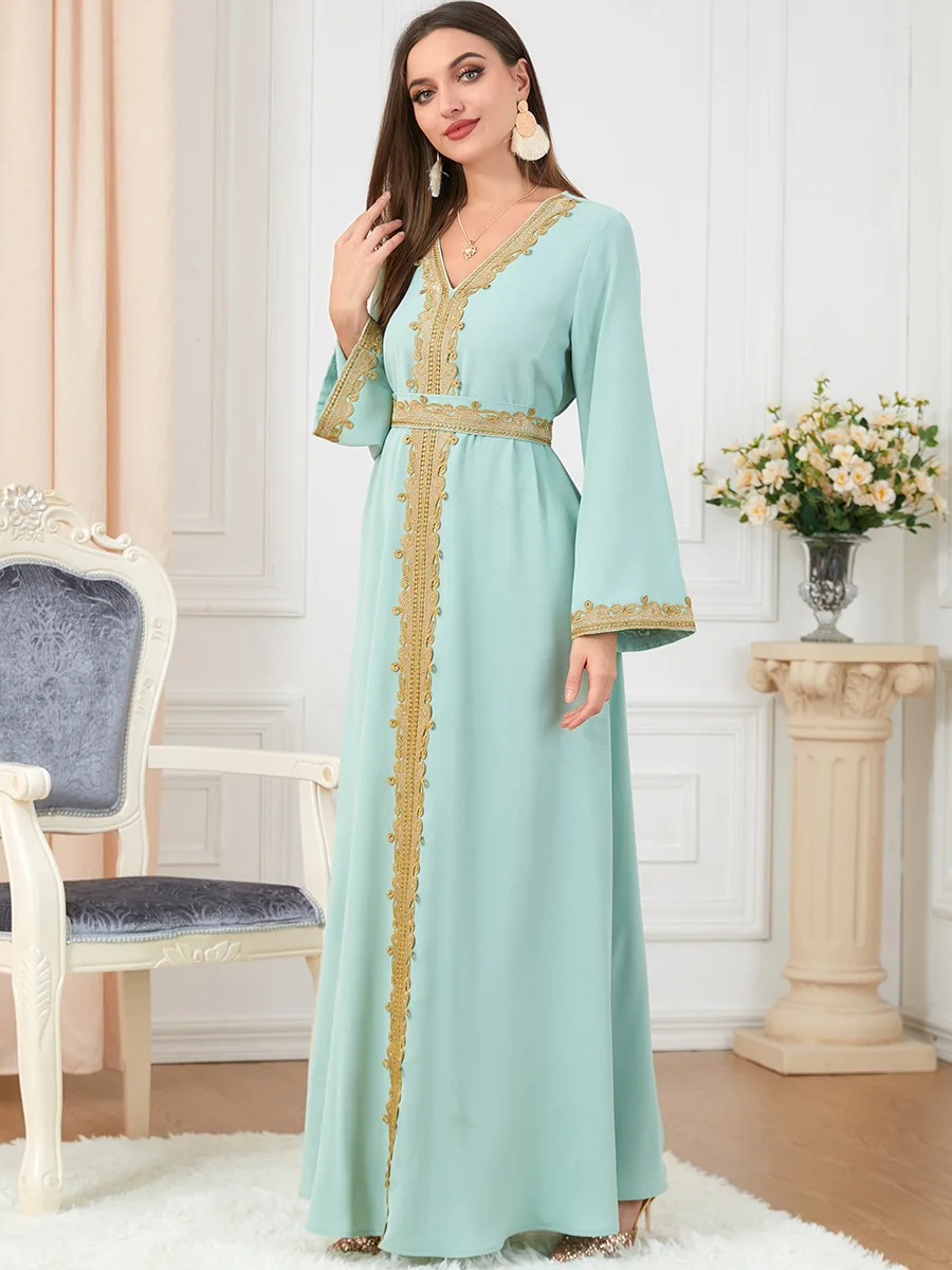 Robe musulmane arabe marocaine Abaya femmes broderie maxi Abayas dubaï turquie Islam caftan Longue musulmane robes Largos 2022