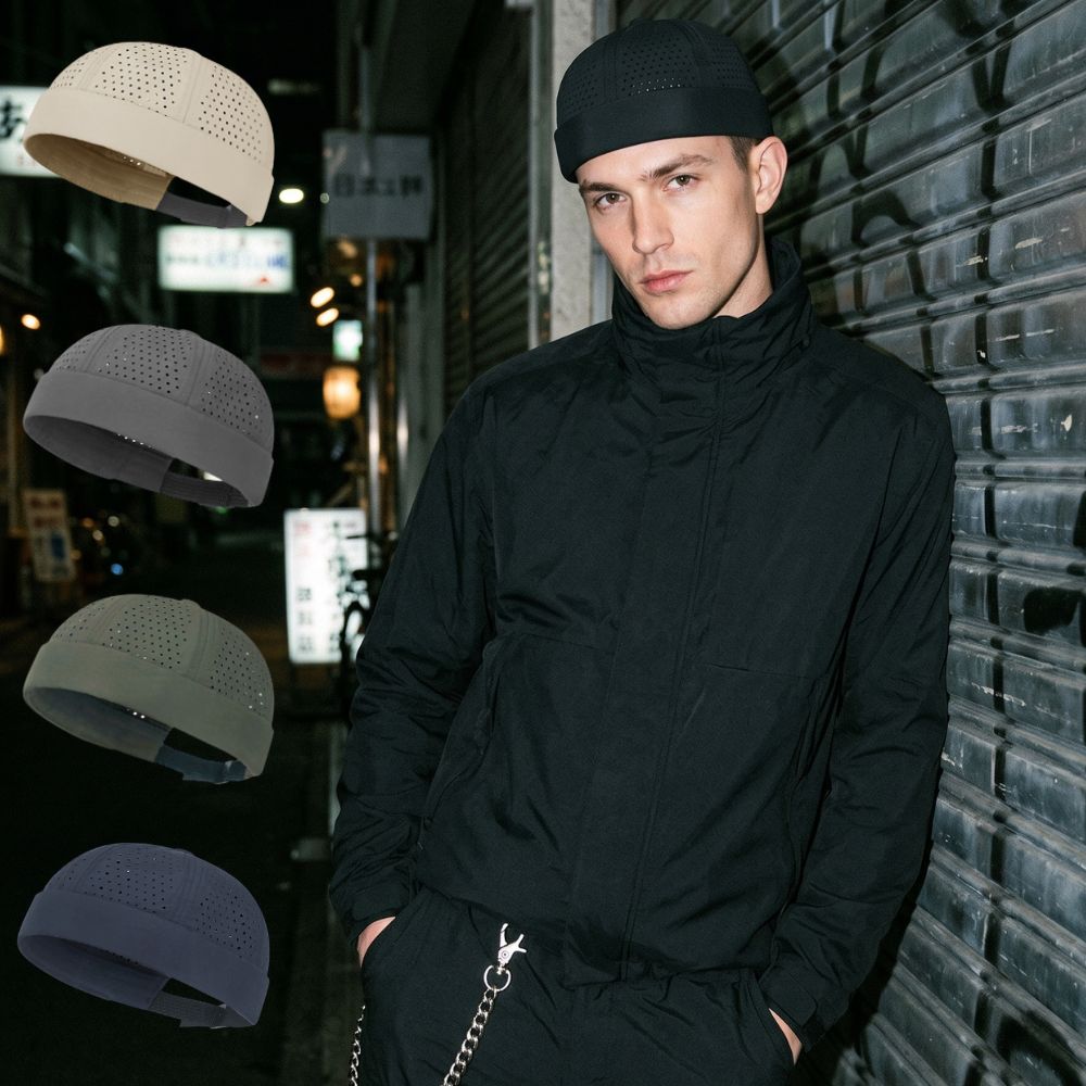 Casquette Docker Rétro Décontractée Sans Visière, Bonnet Unisexe Couleur Unie Simple, Chapeau en Maille Réglable à Séchage Rapide et Respirant, Style Landlord