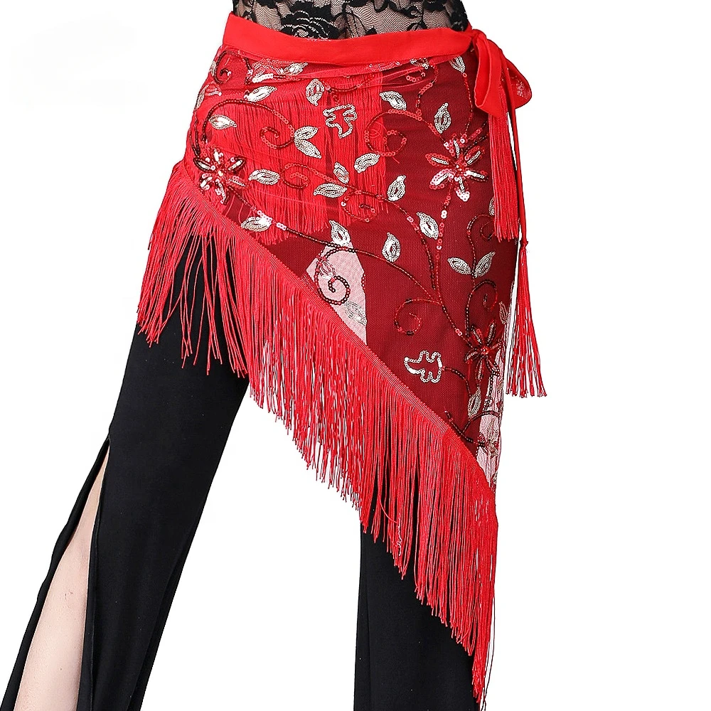 Nouvelle chaîne de taille de danse du ventre danse latine gland Triangle écharpe paillettes hanche écharpe Performance paillettes taille écharpe