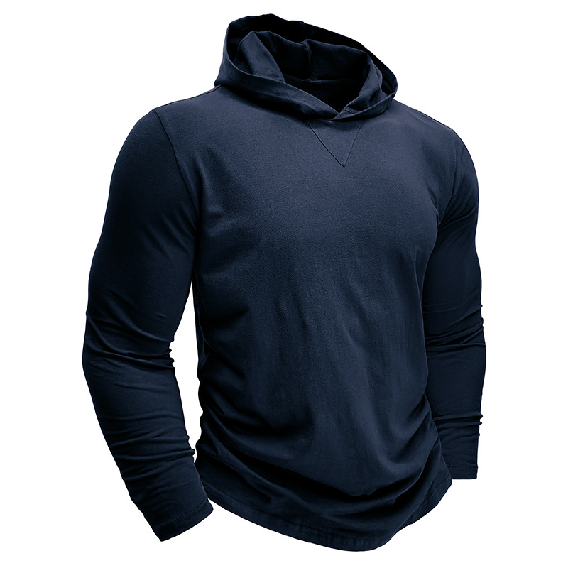 SHiONFA T-shirts à capuche à manches longues pour hommes, kaki, pulls tendance, confortables, élégants, usage quotidien