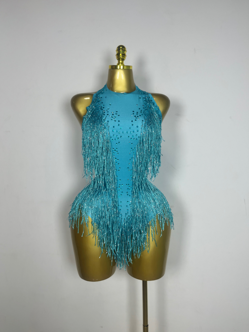 Costume de danse pour soirée en boîte de nuit pour femmes, tenue de scène sexy, justaucorps à franges, vêtements de performance, body à paillettes et strass