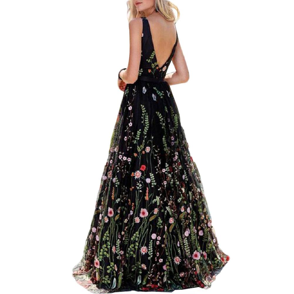 Robe longue de soirée à imprimé floral pour femmes, robes élégantes Boho, sexy, dos nu en fibre, V profond