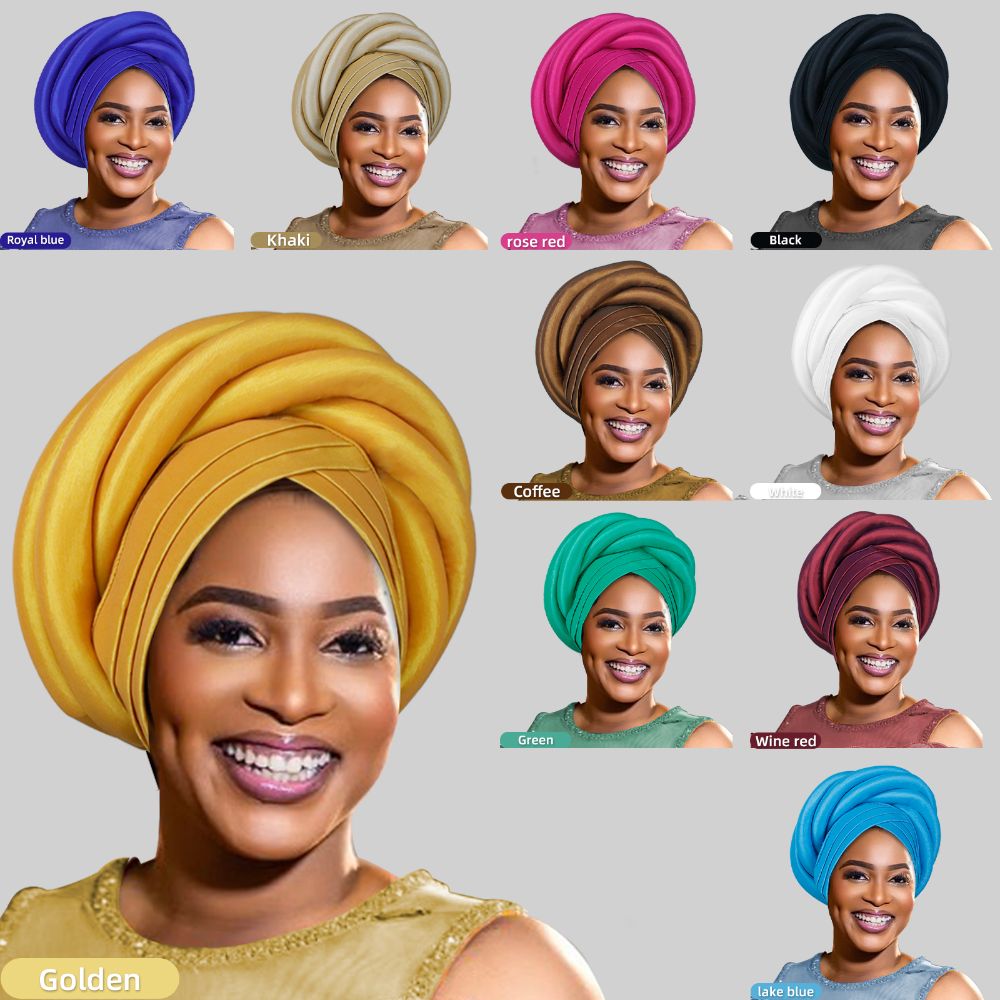 Turban africain en soie brute pour femmes, couvre-chef élastique, foulards pour la tête, respirant, tressé, turban, bonnet, femme africaine