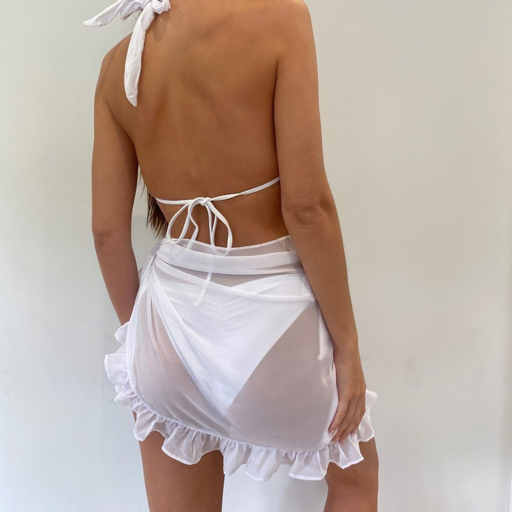 Femmes plage couleurs unies Sexy Wrap caftan Sarong jupes 9 couleurs maillot de bain cache-maillot en mousseline de soie paréo écharpe maillot de bain bikini