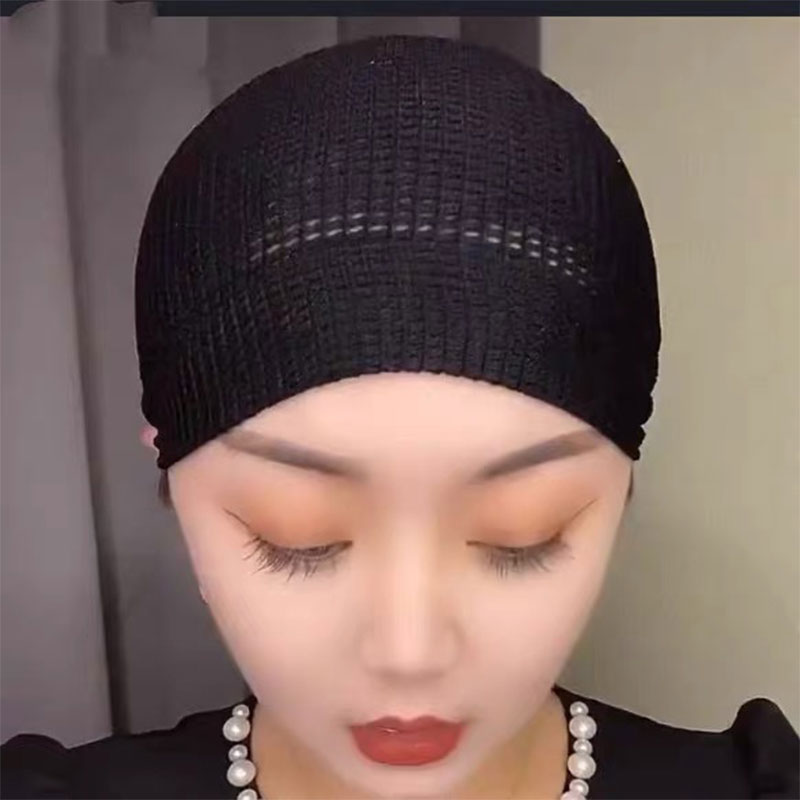Chapeaux en maille musulmane pour femmes, casquettes légères et portables de couleur unie, casquettes de crâne islamique, filet à cheveux noir
