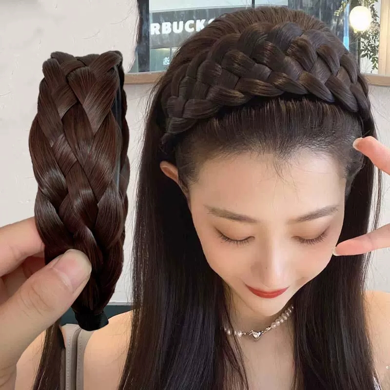 Bohémien – accessoires pour cheveux large, bande de cheveux dentée antidérapante, perruque torsadée tressée, cerceau artificiel Style arête de poisson, bandeau tressé