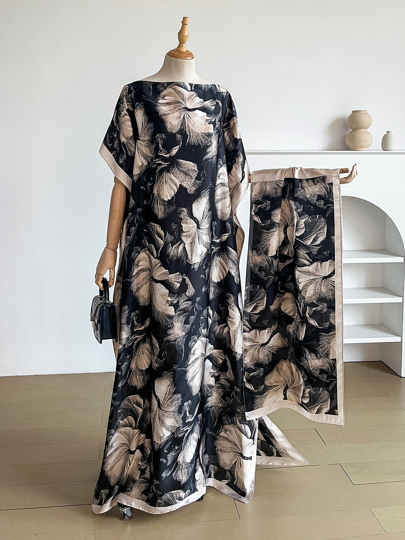 Nouvelle Abaya de Dubaï 2026 pour Femme, Robe d'été en Coton à Manches Courtes, Imprimé Doré, Coupe Ample, Maxi, Style Islamique Africain avec Grand Foulard