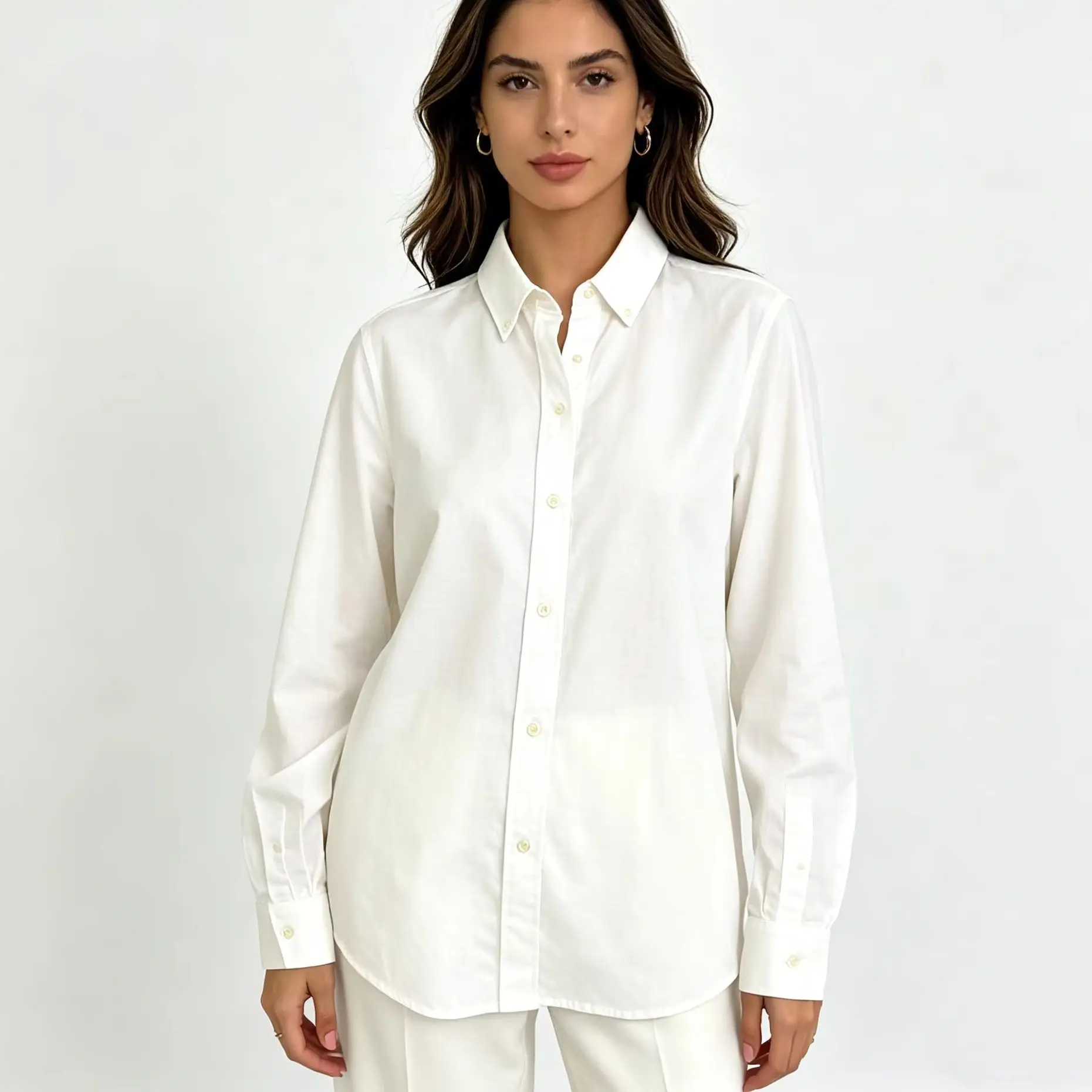 Chemise à manches longues pour homme et femme, en lin, style old money unisexe, couleur unie, broderie design, chemise longue.