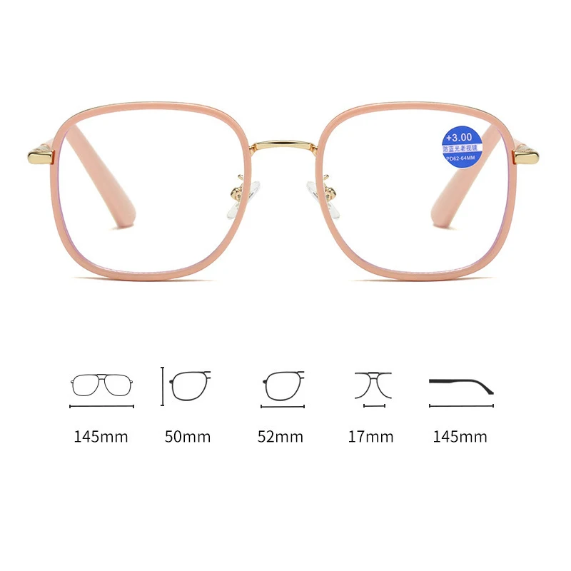 Lunettes de lecture surdimensionnées pour femmes, unisexe, mode carrée, blocage de la lumière bleue, presbytie, luxe rétro, vue lointaine