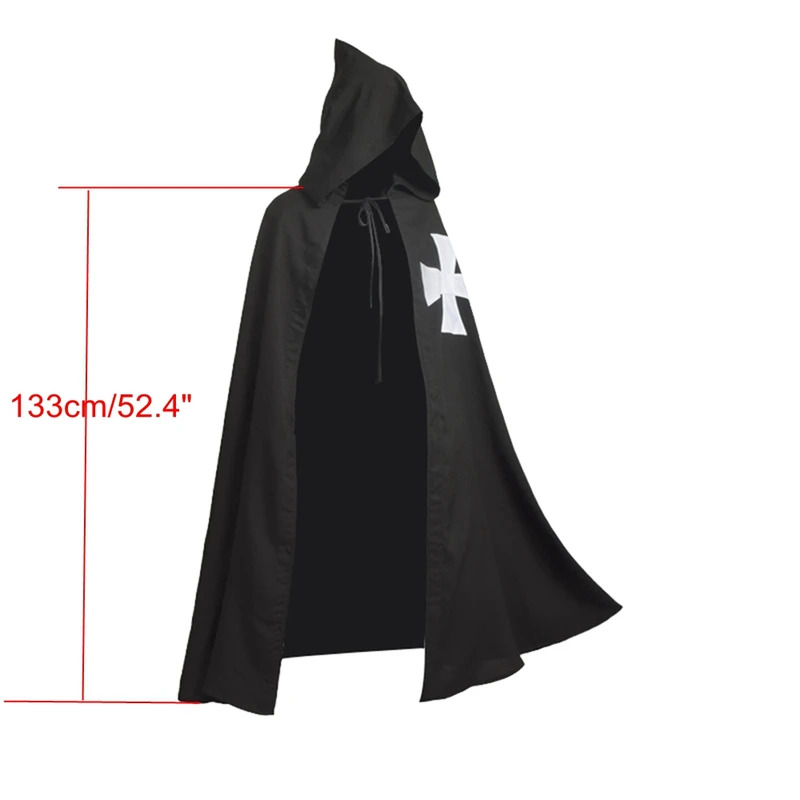 Tunique médiévale japonaise pour homme, costume d'Halloween, robe de cosplay Viking, cape de guerrier des Templiers et des Chevaliers Hospitaliers
