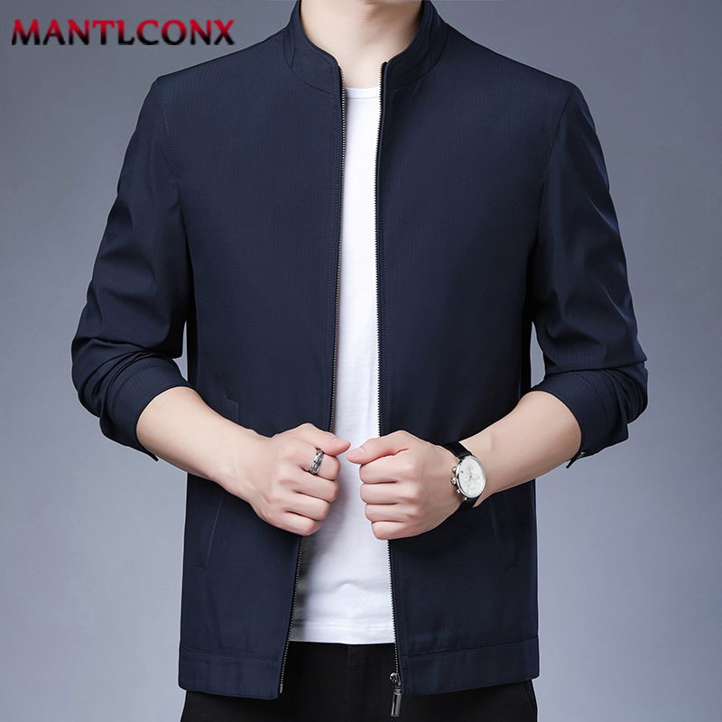 Printemps vestes sociales pour hommes couleur unie col montant ample décontracté hommes veste affaires bureau robe manteau mâle vêtements plus récent