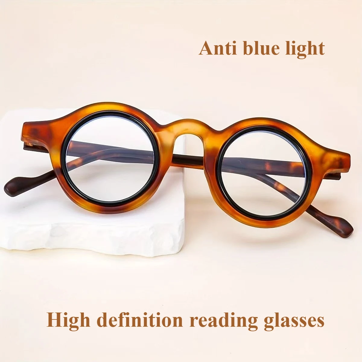 Lunettes de lecture Anti-lumière bleue pour femmes, avec cadre circulaire rétro épais haute définition, pour personnes d'âge moyen et âgées