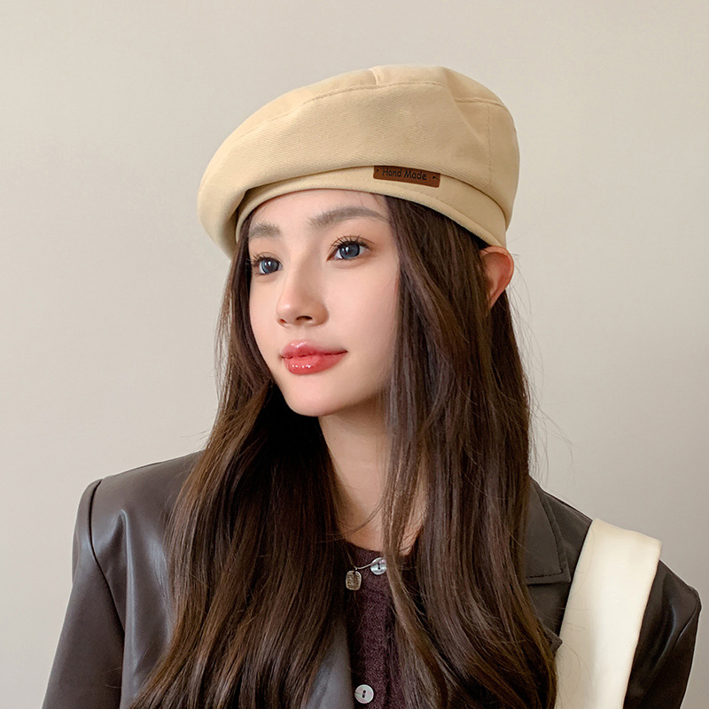 Béret d'automne pour femmes, casquette de peintre d'artiste marron Vintage pour dames et filles, chapeaux octogonaux chauds de couleur unie