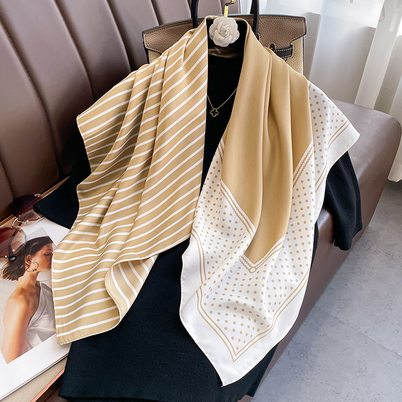 Écharpe carrée imprimée à pois pour femmes, 90x90cm, nouvelle mode d'été, écharpe de protection solaire, châle extérieur, vente en gros