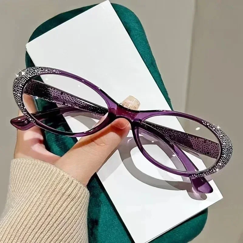 Lunettes de lecture de luxe en diamant pour femmes, tendance, nouvelles lunettes de vue lointaine pour hommes et dames, lunettes bloquant la lumière bleue 0 + 1.0 à + 4.0