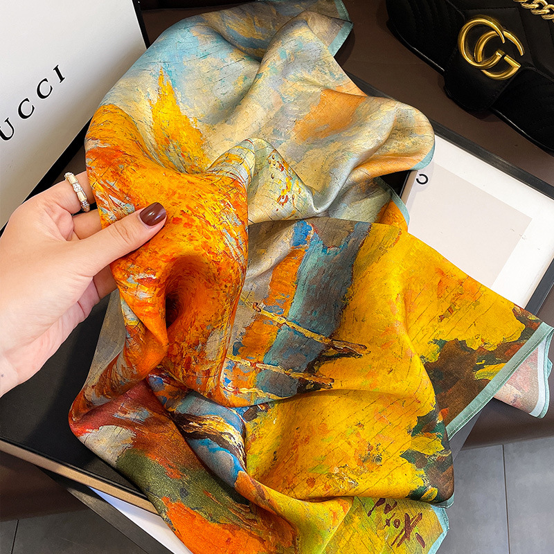 Foulard carré en soie 100% naturelle pour femme, bandana, foulard de tête, châles, foulard carré pour le cou, étoles, cachecol, schals, bufanda