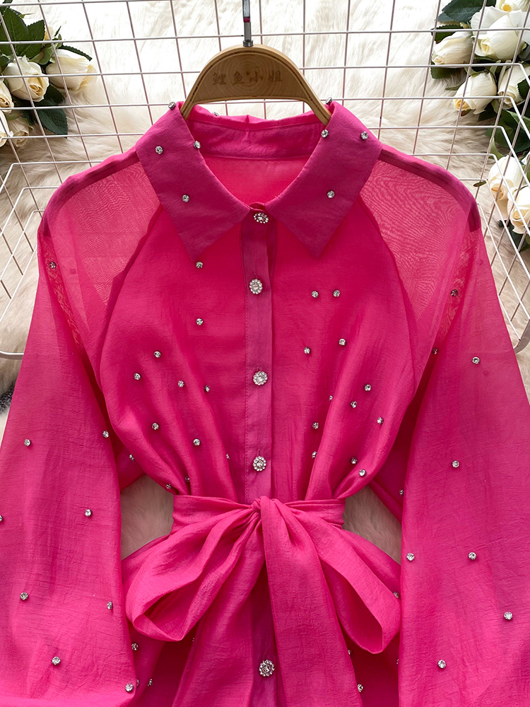 Robe française à volants cloutée en diamant pour femmes, avec bretelles, manches longues, cintrée, robe de soirée moelleuse, printemps-automne, C200