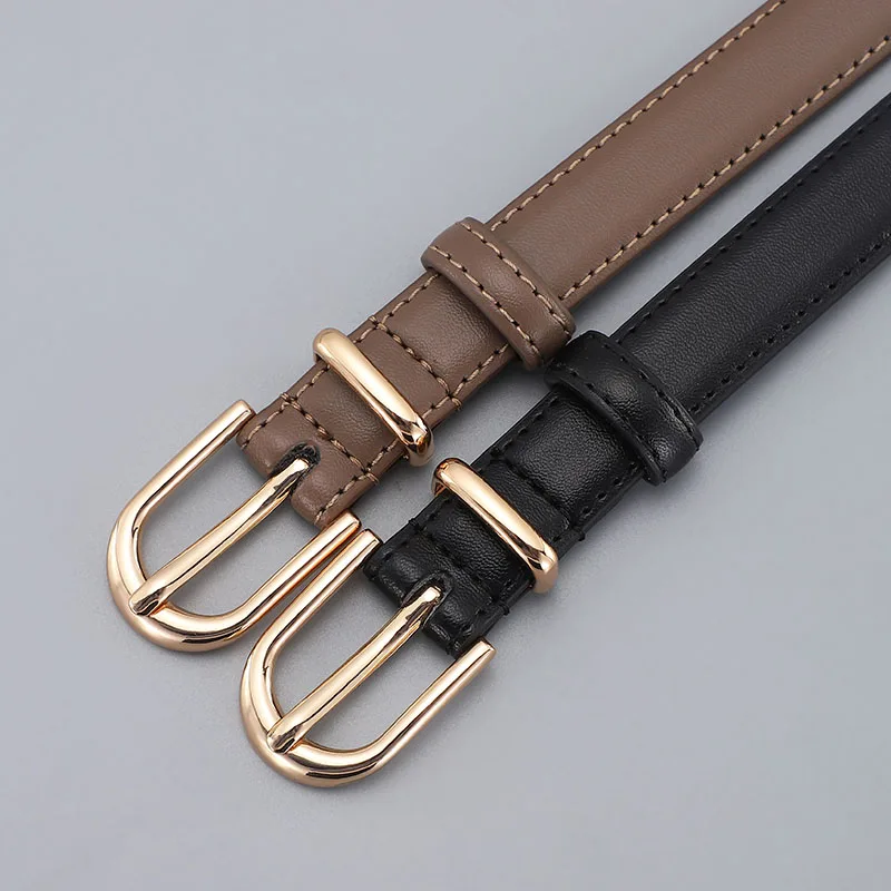 Ceinture en cuir fin pour femmes, boucle en alliage personnalisée, Simple, mode, haute qualité, ceinture décorative avec manteau en jean