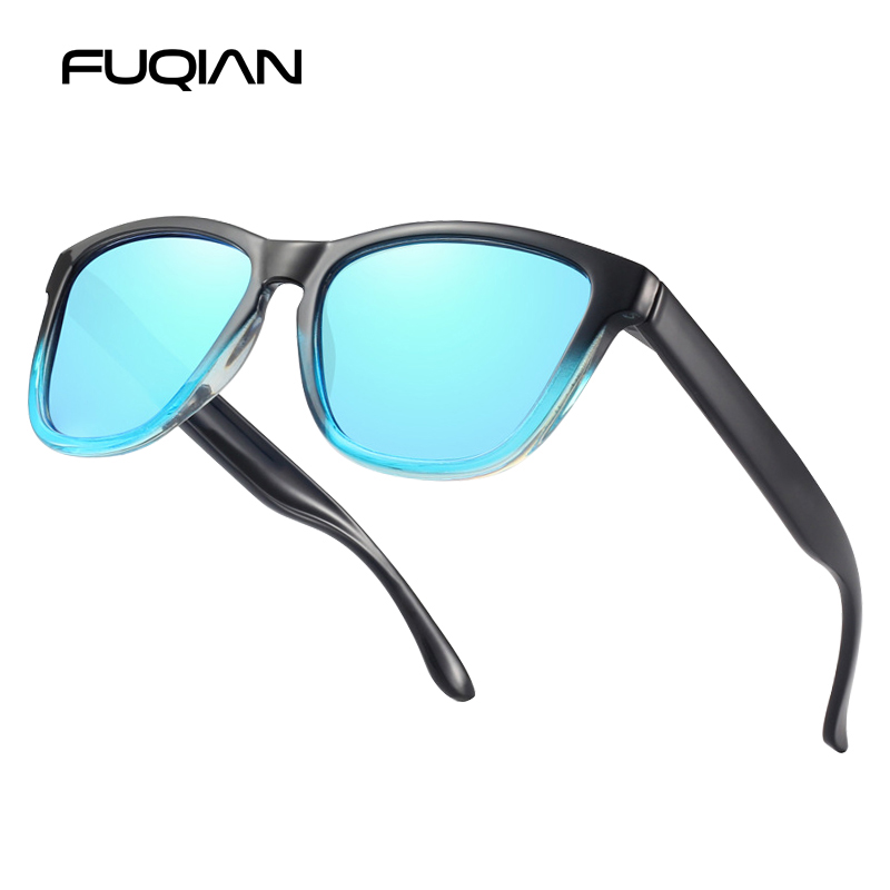 Lunettes de soleil polarisées carrées classiques pour hommes et femmes, miroir de mode bleu, lunettes de soleil de conduite, réduisent l'éblouissement, nuances d'extérieur UV400