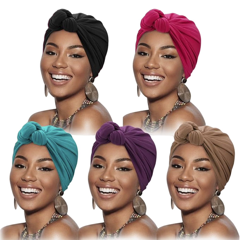 Couvre-chef noués pour femmes, Turban africain, bonnet pré-noué, couvre-cheveux