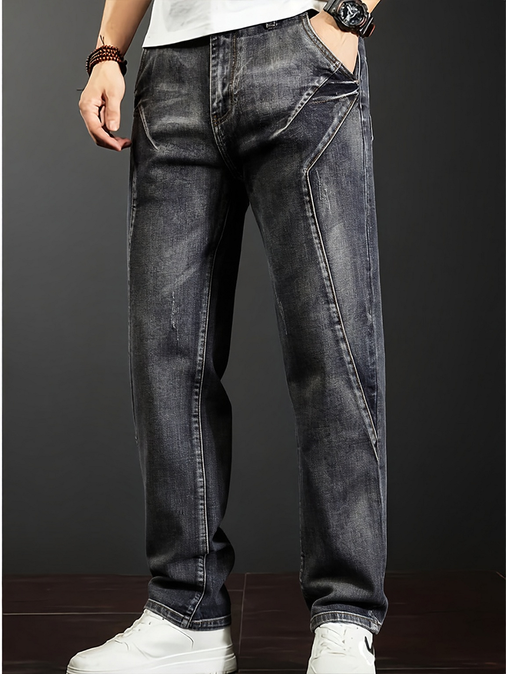 Jean extensible à jambes droites pour hommes, pantalons décontractés avec Design de personnalité, coupe confortable, Style moderne, nouvelle collection