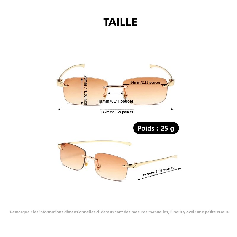 Nouvelles lunettes de soleil sans monture pour hommes et femmes, lunettes de mode, verres dégradés, lunettes de soleil rectangulaires, Oculos