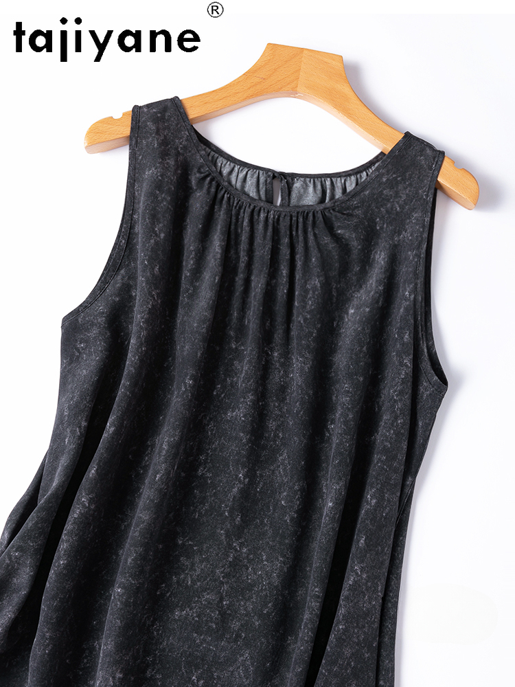 TAJIYANE 100% robe en soie de mûrier femme été 2025 élégant longue débardeur robes vacances robes lâches dames vêtements robes