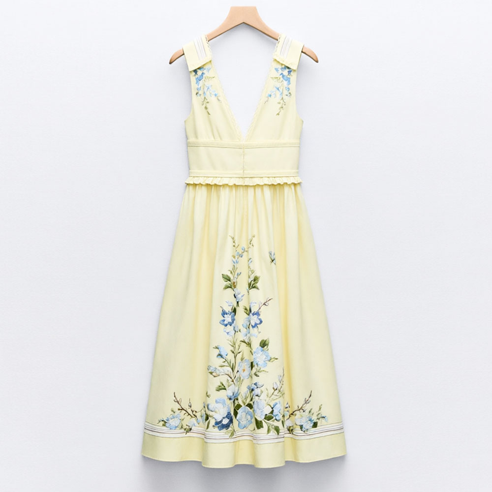 Robe d'été vintage pour femme, style débardeur, coupe ajustée, col en V profond, sans manches, ajourée, motif floral, idéale pour la plage et les vacances