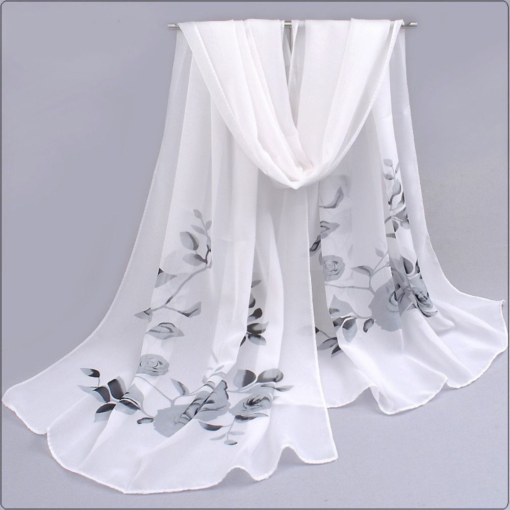 Écharpe en mousseline de soie à motif de branche Rose, Design de luxe, marque imprimée, écharpe de printemps et d'été pour femmes et filles